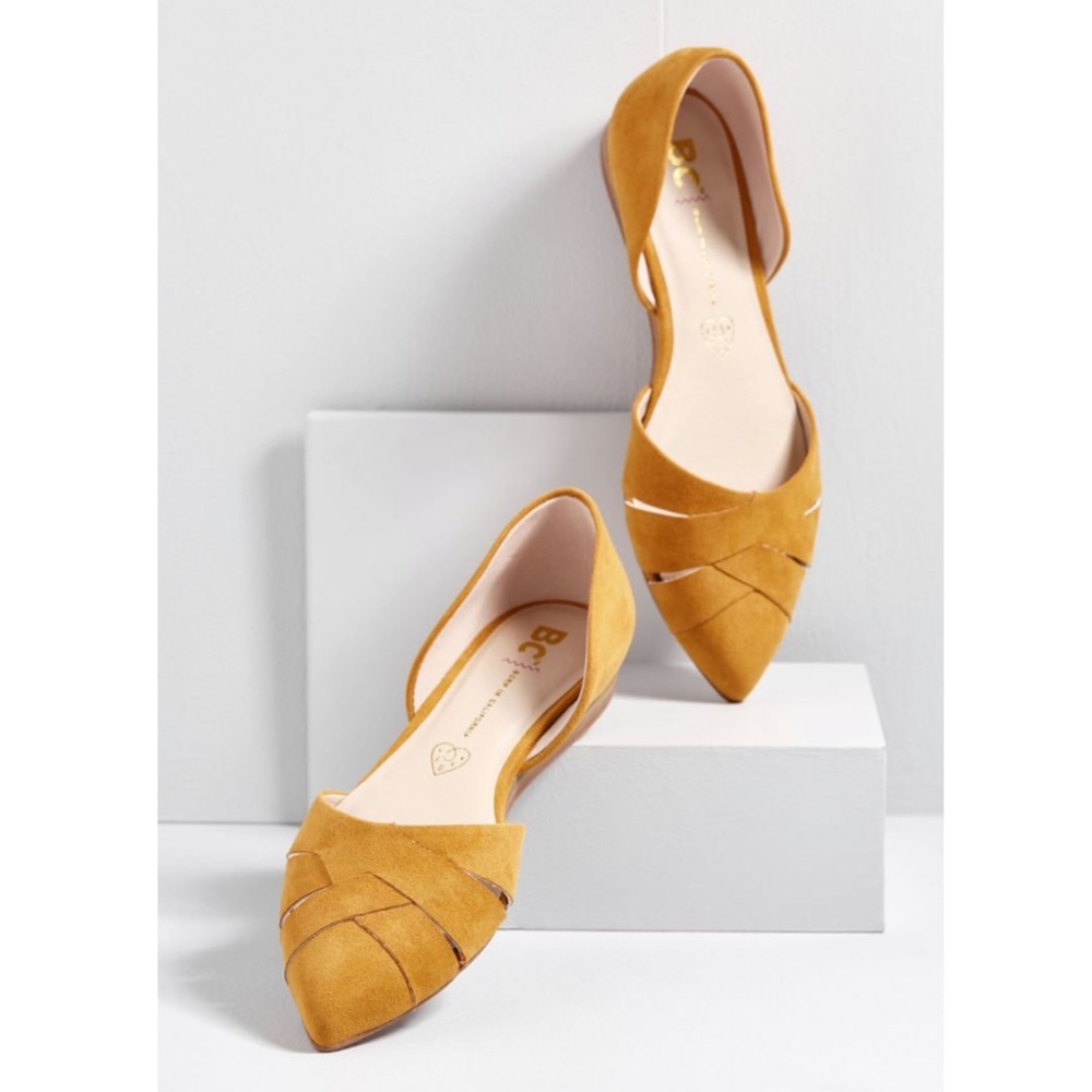 ModCloth woven mustard yellow wedge